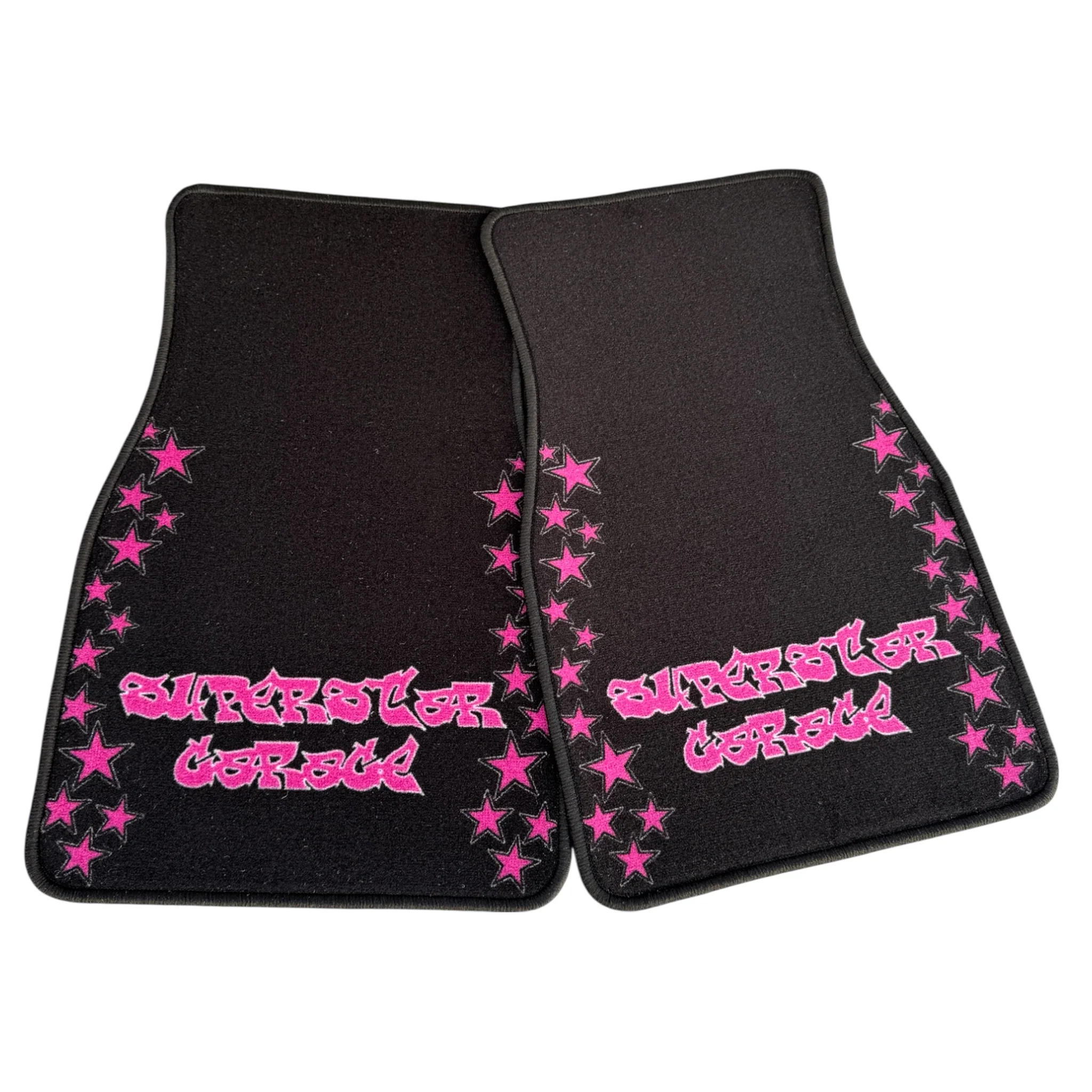 black/pink car floor mats - Image 2